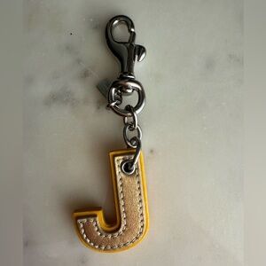 Coach J Letter Charm Yellow and Red Leather J Keychain Bag Charm